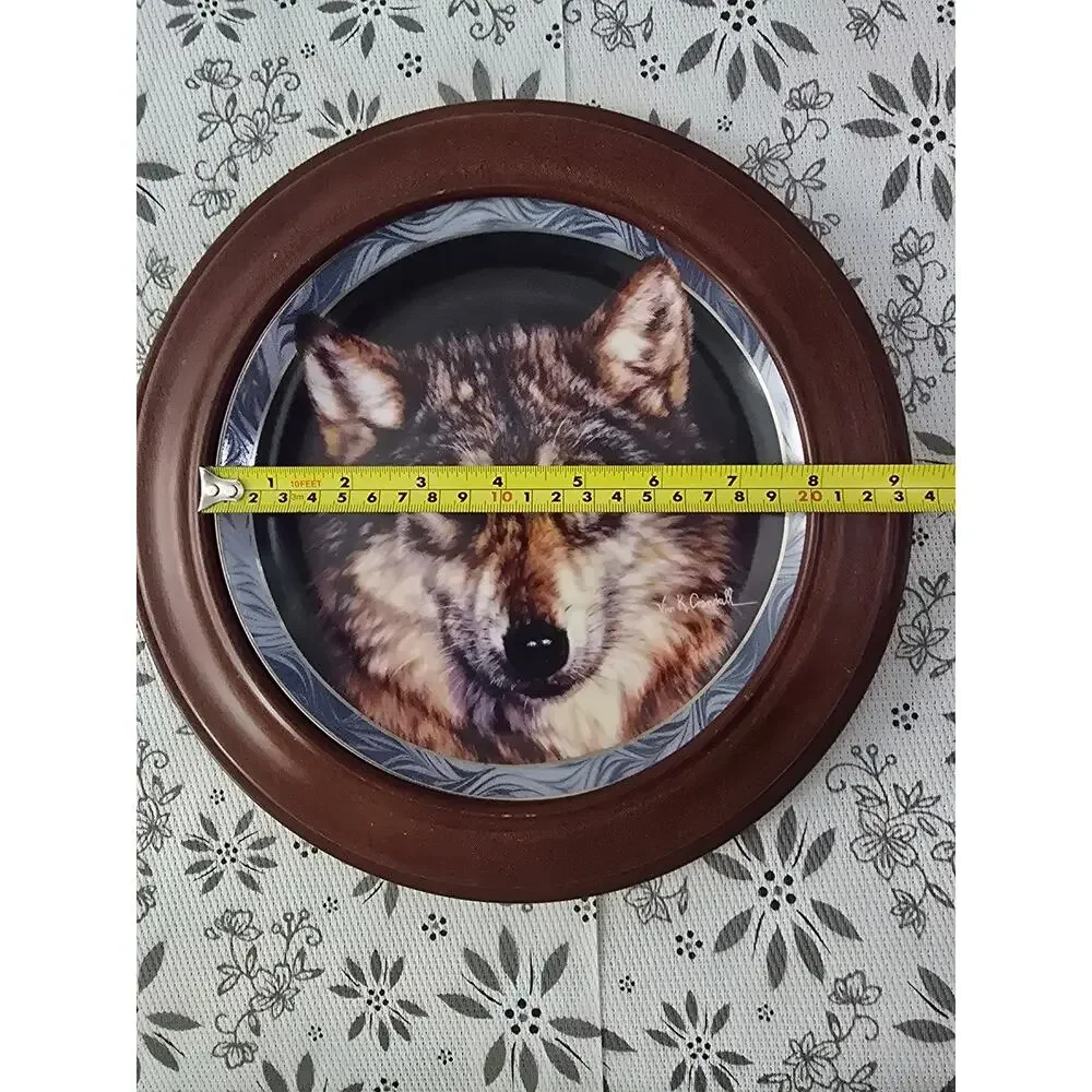 Vintage 1995 Bradford Exchange Mystic Spirit “Silent Encounter”Wolf Plate Framed